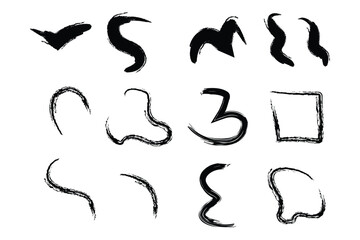 Abstract Grunge Brush Vector Stroke Set