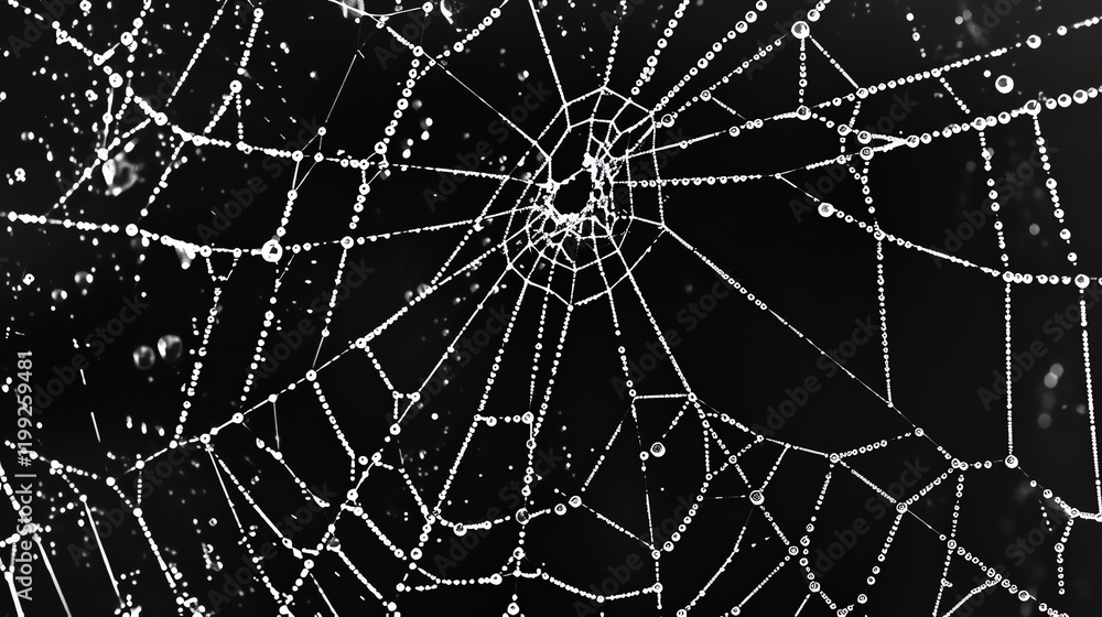 Sticker a spiderweb covered in dew drops.