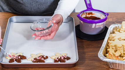 Making Holiday Star Cookies, Chocolate-Dipped with Pistachio Topping