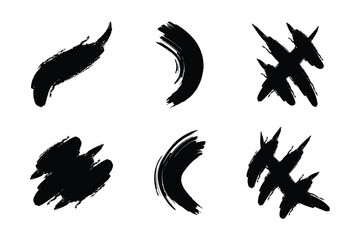 Abstract Grunge Brush Vector Stroke Set