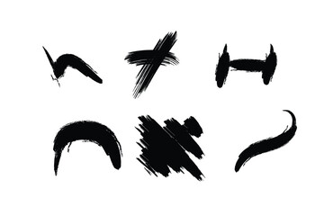 Abstract Grunge Brush Vector Stroke Set