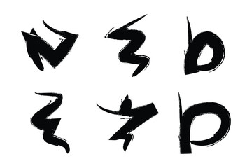 Abstract Grunge Brush Vector Stroke Set