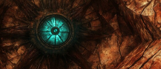 Obraz premium Futuristic Sci-Fi Technology: Ancient Mechanism with Glowing Core