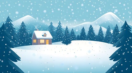 Cozy Winter Cabin in Snowy Landscape