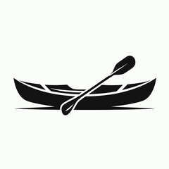 Kayak silhouette in black on a white background