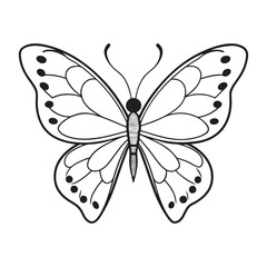 Butterfly Coloring Page Vector Illustration.