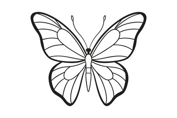 Butterfly Coloring Page Vector Illustration.