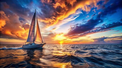 Fototapeta premium Stunning Panoramic Boat Seascape AI Art