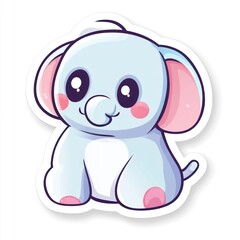 Naklejka premium Cute cartoon elephant, sitting alone, for a baby?s room decor, isolated on a white background