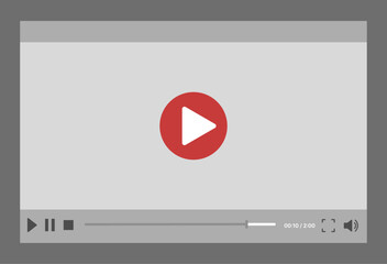 Social media video player screen template, mobile video player. Video player mockup, app, ui ux. Channel interface. Social media concept. Play button icon