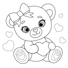 teddy bear with a heart coloring book for kids