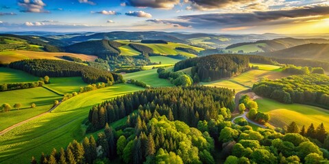 Stunning Panoramic View Westerwald Germany, Scenic Landscape