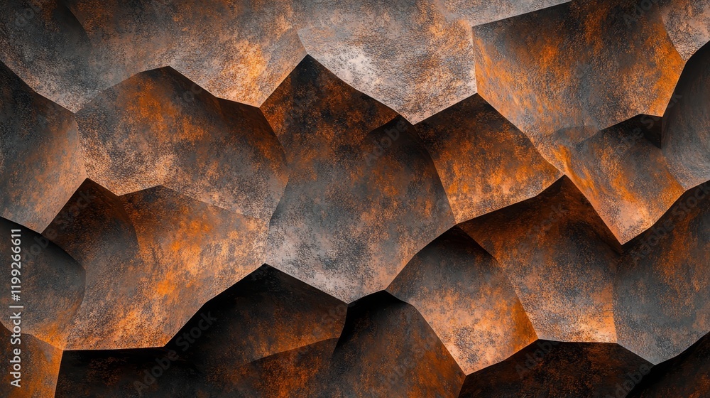 Poster abstract textured background of dark brown and orange colors. geometric pattern.