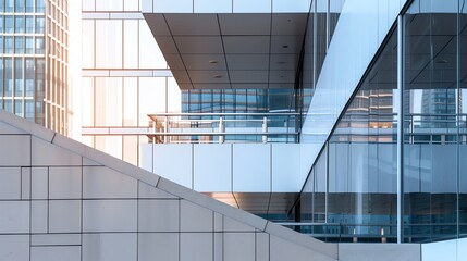 Fototapeta premium A modern building with glass and metal panels.