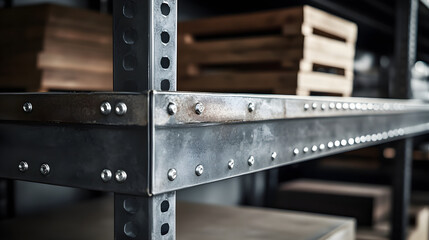 Industrial Steel Shelf with Riveted Joints and Raw Finish - Perfect for Modern Industrial Spaces
