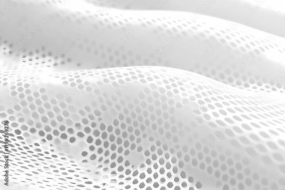 Poster abstract white hexagonal patterned wavy surface