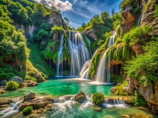 Stunning Waterfall in Vouraikos Gorge, Peloponnese, Greece - AI Photo