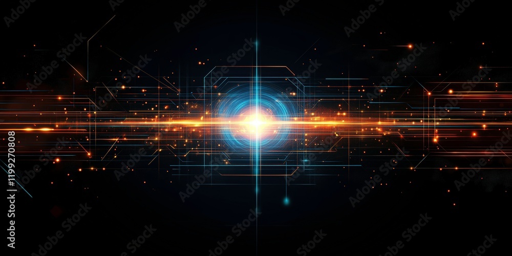 Poster digital network: a vibrant, abstract representation of digital connectivity and network data flows, 