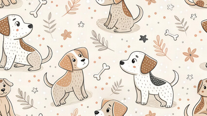 kids wallpaper with dogs - seamless pattern for your design