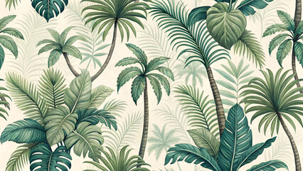 Tropical leaves ornament - seamless pattern for your design