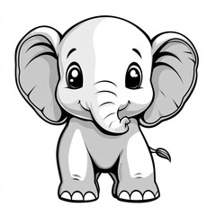 Naklejka premium Gray elephant cartoon with white background, good for kids book illustration or animation