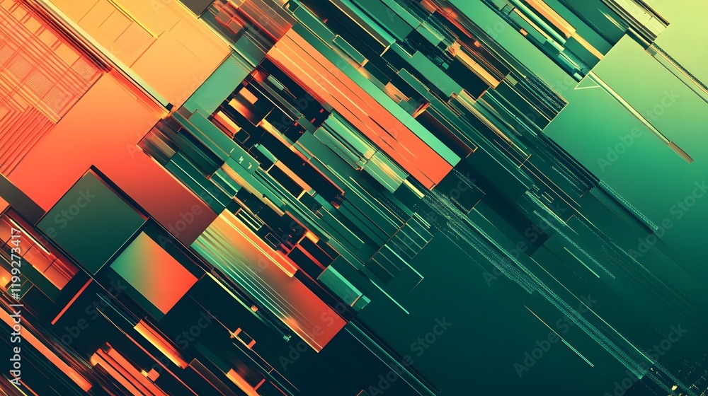 Poster abstract geometric composition of intersecting shapes