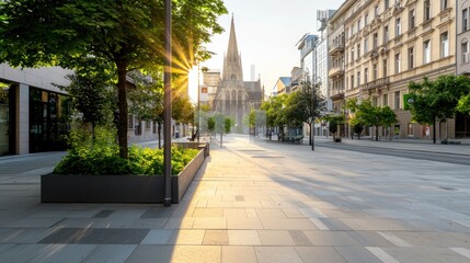 Fototapeta premium Sunrise City Street