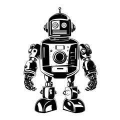 Fototapeta premium Futuristic Robot – A Sleek and High-Tech Design Perfect for Sci-Fi Projects, Robotics, and AI Concepts. This Intricate Robot Character is Ideal for Video Games, Animation, and Digital Art
