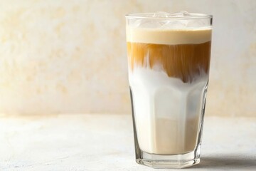 Creamy layers of coffee and milk create an inviting, refreshing