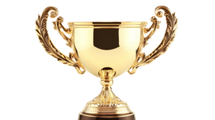 gold trophy cup, isolated on white background.
