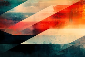 Abstract Geometric Painting With Warm And Cool Tones