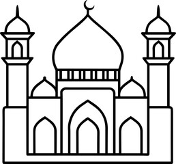 mosque outline vector illustration line art