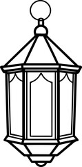 ramadan lantern outline vector illustration line art
