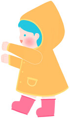 비 오는 날 남자아이 옆 모습