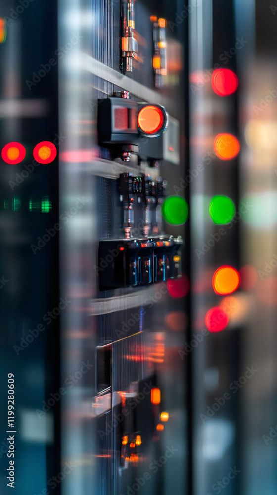 Aufkleber Server racks with blinking lights processing data in a modern data center, ensuring high availability and performance