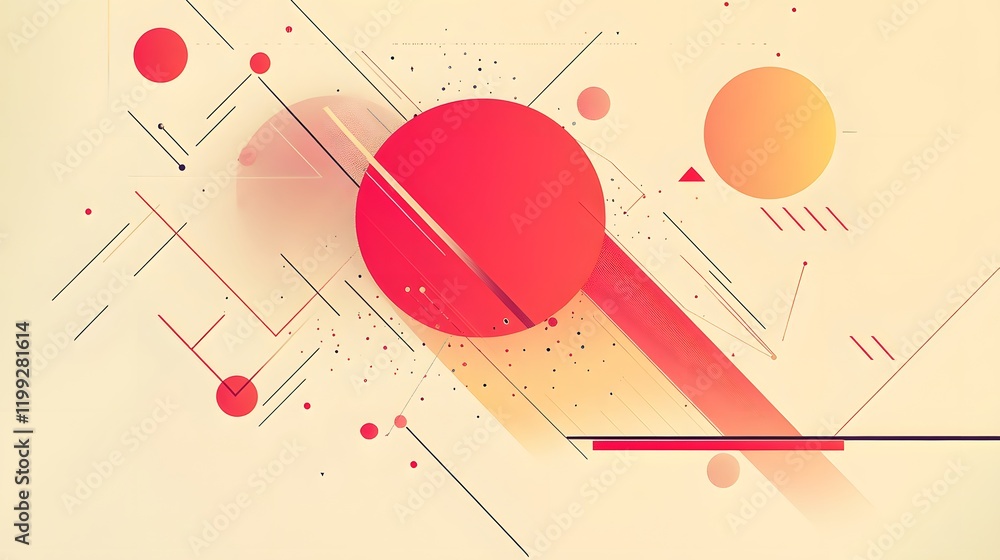 Poster abstract geometric design featuring circles lines and dots