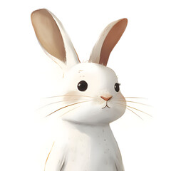 Cute white rabbit character showcasing generative AI design in a whimsical style. Generative AI