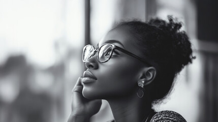 Obraz premium Thoughtful young woman contemplating life in a café during a quiet afternoon