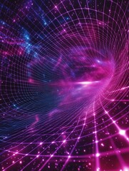 Mystical space vortex with purple and pink hues, possibly a black hole or wormhole.