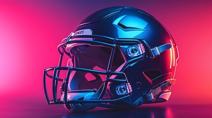 Fototapeta premium Colorful football helmet in close-up, set against a gradient background, emphasizing its design and the energy of sports equipment.
