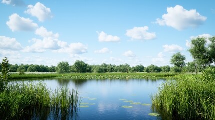 Summer lake and blue sky