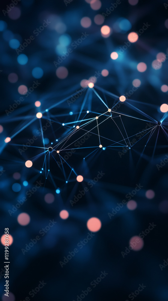 Poster Plexus structure forming with glowing nodes and lines, representing connection, technology and communication