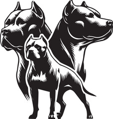 Pitbull dog vector illustration in black and white