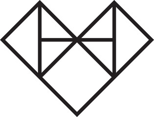 Heart geometric shape vector, simple outline