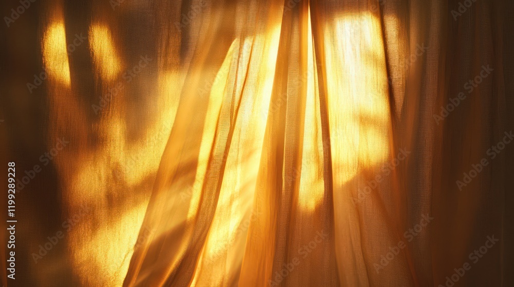 Poster golden fabric texture with a sunlit glow creating a warm, abstract pattern