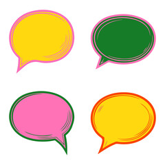 Colorful speech bubble png doodle set, transparent background
