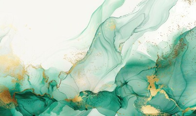 Naklejka premium Abstract Green and Gold Marble background