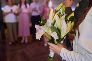 An Elegant Floral Bouquet Showcased at a Joyous Event for Everyone to Enjoy and Appreciate