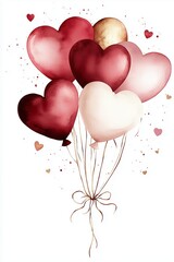 Colorful heart-shaped balloons floating with delicate decorations for special occasions