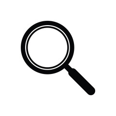 Magnifying glass icon in black and white. Search icon. Magnifying glass vector illustration.